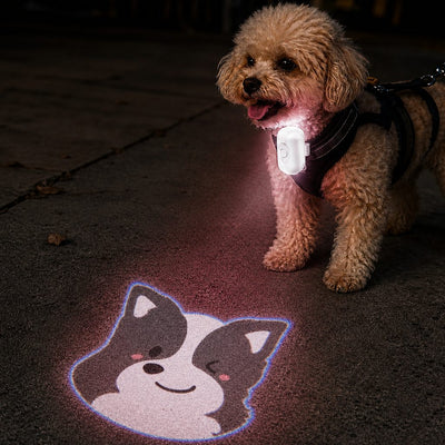 Malloren PawGlow Pink Breed Projector Dog Light for Night Walks - USB Rechargeable Clip-On Pet Light for Extra Visibility & Fun