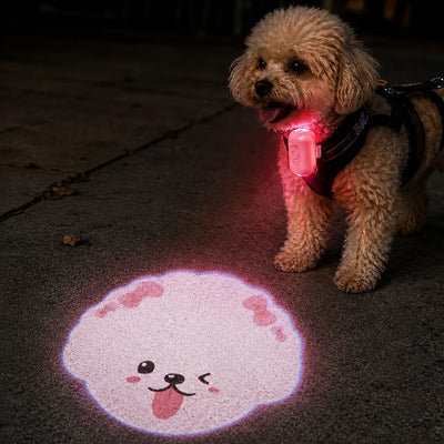 Malloren PawGlow Pink Breed Projector Dog Light for Night Walks - USB Rechargeable Clip-On Pet Light for Extra Visibility & Fun