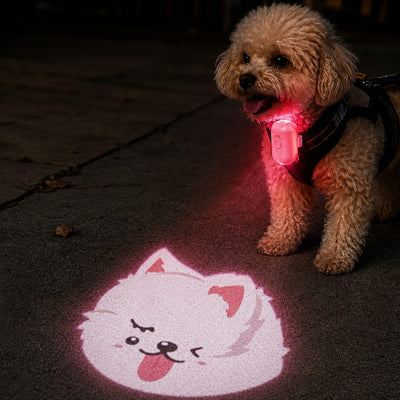 Malloren PawGlow Pink Breed Projector Dog Light for Night Walks - USB Rechargeable Clip-On Pet Light for Extra Visibility & Fun