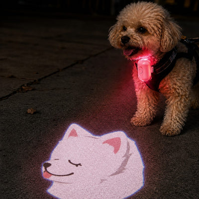 Malloren PawGlow Pink Breed Projector Dog Light for Night Walks - USB Rechargeable Clip-On Pet Light for Extra Visibility & Fun