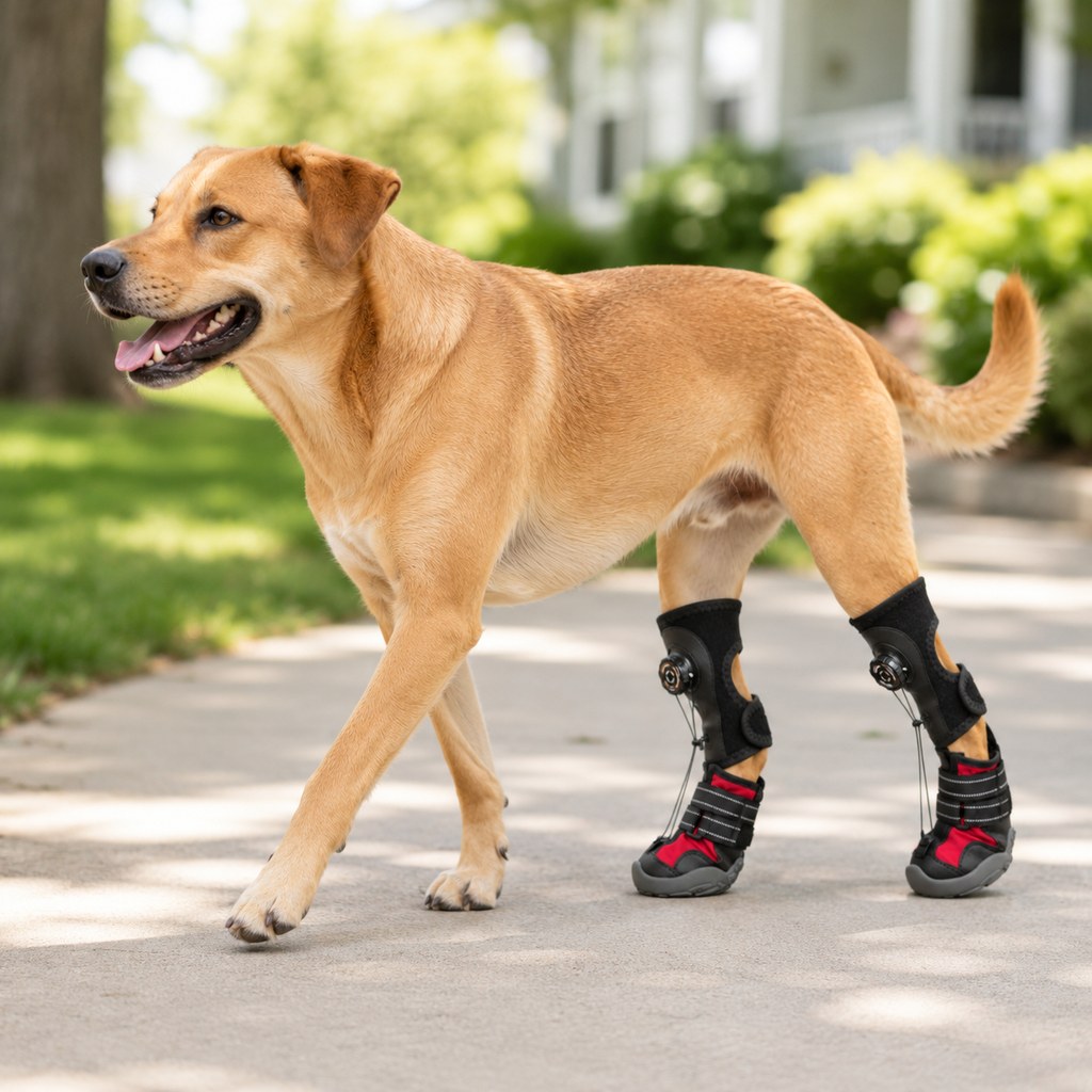 Malloren Adjustable Tension-Dial Dog Paw-Lift Support Boots – For Indoor Floors & Outdoor Walks, Paw Dragging & Scuffing Support