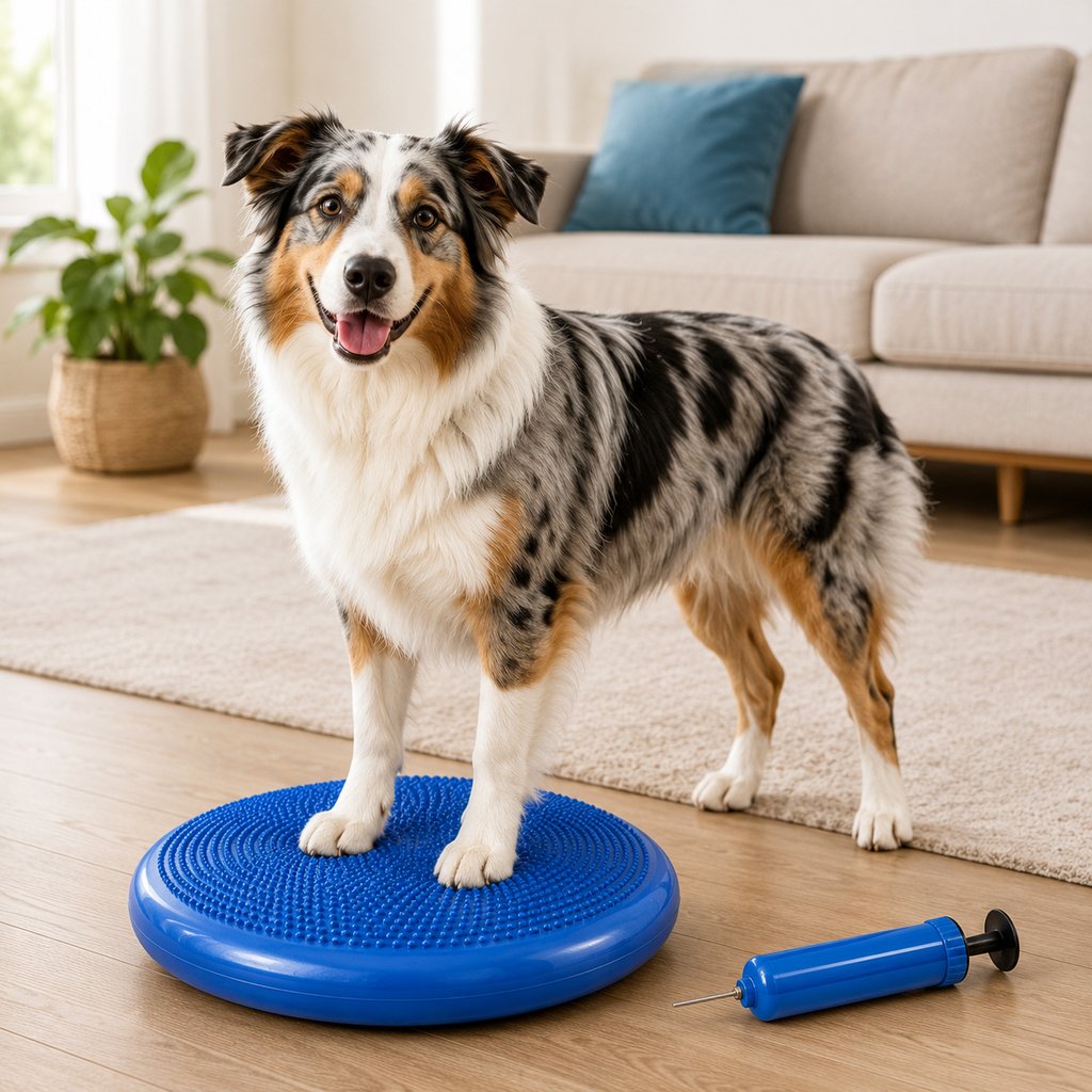 Malloren Inflatable Dog Balance Disc with Pump - At-Home Balance & Coordination Training for Dogs with Limited Exercise Space