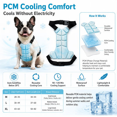 Malloren Reusable PCM Pet Cooling Vest for Summer Walks & Outdoor Play - No Electricity Cooling Harness for Dogs & Cats