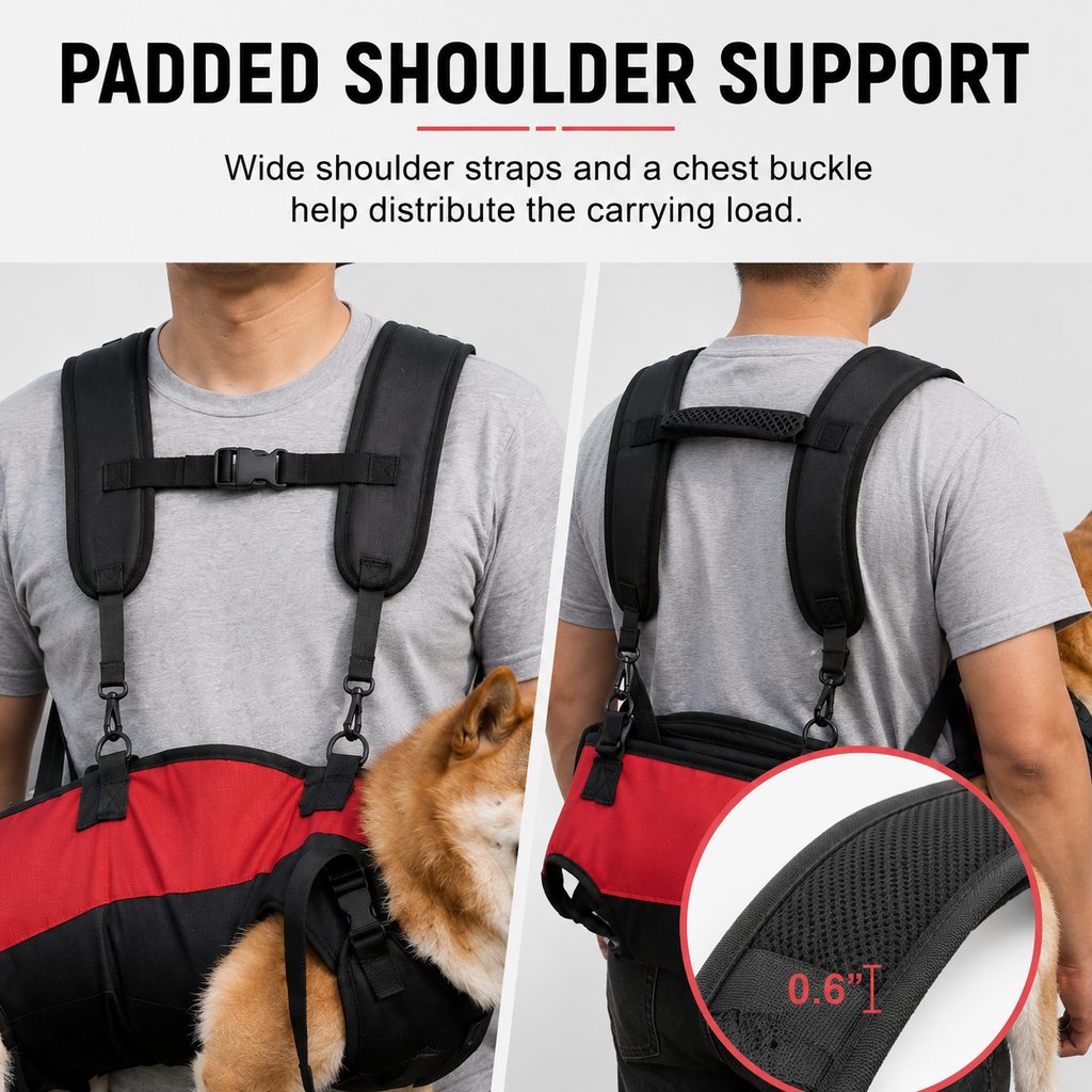 Malloren Hands-Free Dog Carrier Harness Backpack for Walks, Hiking & Travel — Carry Tired Small & Medium Dogs Comfortably
