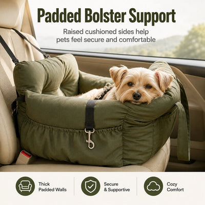 Malloren Pet Car Seat Sofa for Road Trips - Cozy Travel Bed for Calmer, More Secure Rides