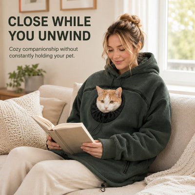 Malloren Hands-Free Pet Carrier Hoodie – Cozy Front Pouch for Cats & Small Dogs at Home & Everyday Outings