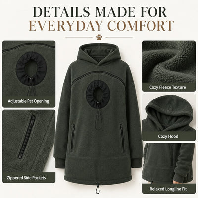 Malloren Hands-Free Pet Carrier Hoodie – Cozy Front Pouch for Cats & Small Dogs at Home & Everyday Outings