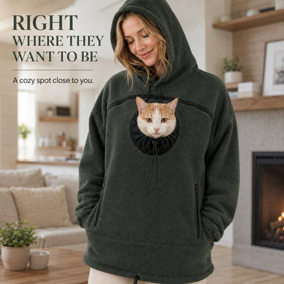 Malloren Hands-Free Pet Carrier Hoodie – Cozy Front Pouch for Cats & Small Dogs at Home & Everyday Outings
