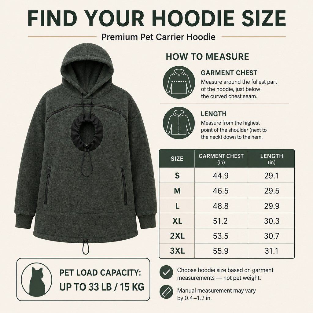 Malloren Hands-Free Pet Carrier Hoodie – Cozy Front Pouch for Cats & Small Dogs at Home & Everyday Outings