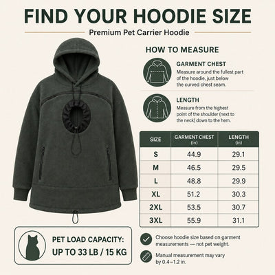 Malloren Hands-Free Pet Carrier Hoodie – Cozy Front Pouch for Cats & Small Dogs at Home & Everyday Outings