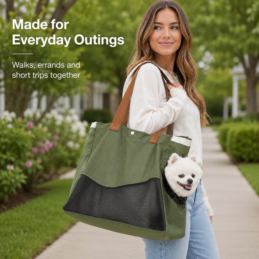 Malloren Pet Carrier Tote Bag for Cats & Small Dogs - Breathable Shoulder Bag for Walks, Vet Visits & Errands
