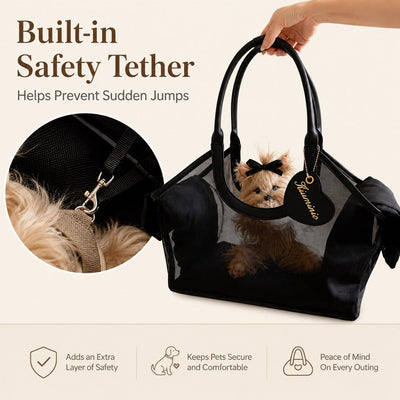 Malloren Chic Mesh Pet Carrier Tote for Cafe Runs & Vet Visits - Breathable Small Dog & Cat Travel Bag