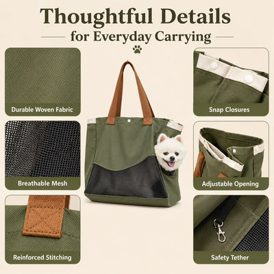 Malloren Pet Carrier Tote Bag for Cats & Small Dogs - Breathable Shoulder Bag for Walks, Vet Visits & Errands