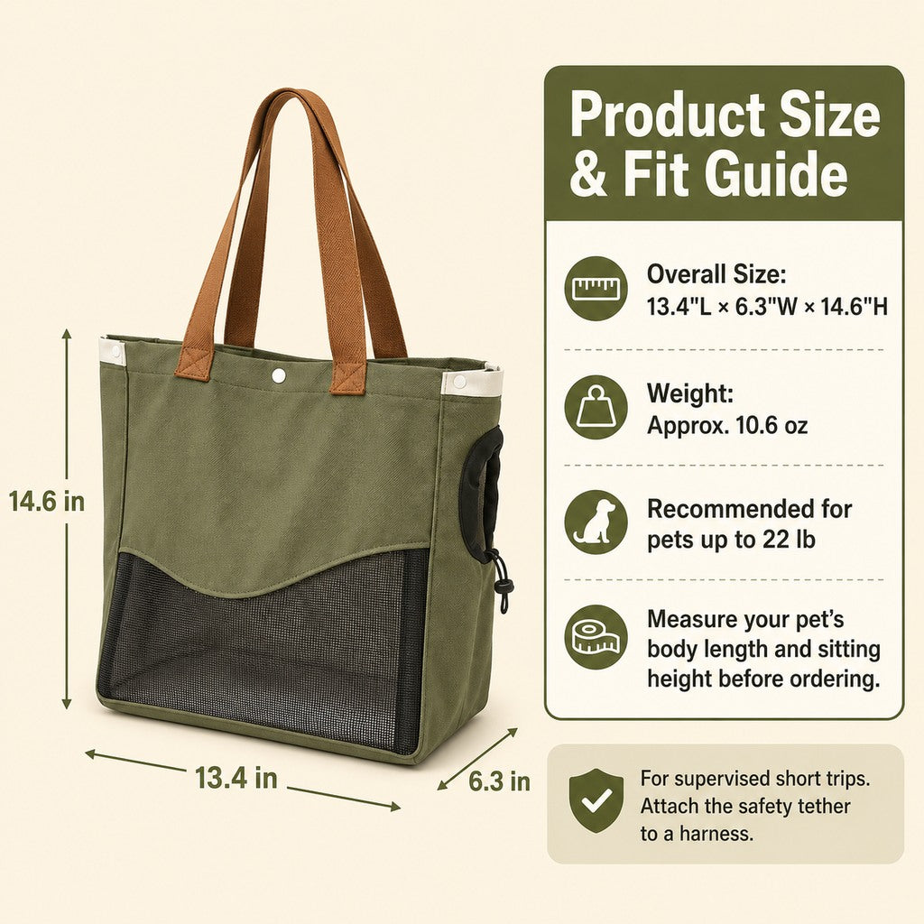 Malloren Pet Carrier Tote Bag for Cats & Small Dogs - Breathable Shoulder Bag for Walks, Vet Visits & Errands