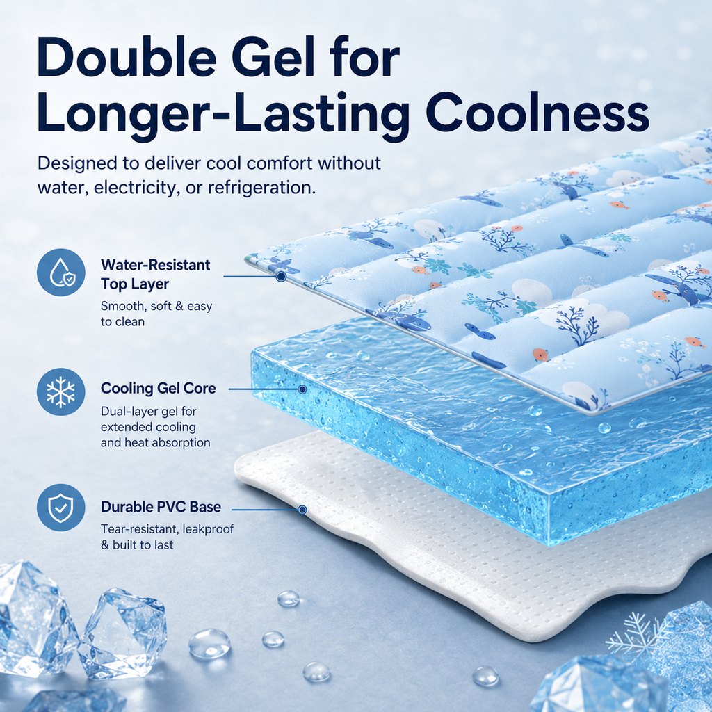 Malloren Cooling Gel Pet Mat for Hot Days at Home, Crates & Travel - Waterproof Chill Pad for Dogs & Cats