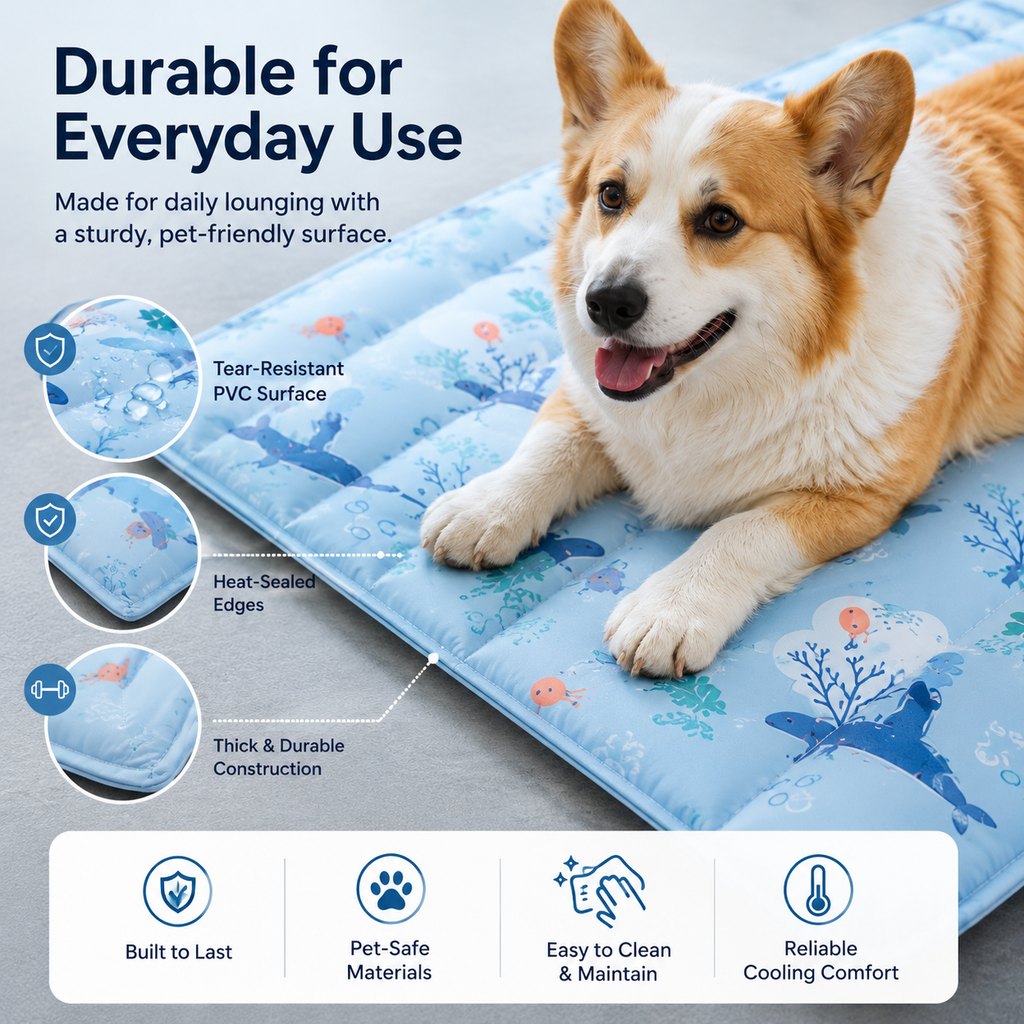 Malloren Cooling Gel Pet Mat for Hot Days at Home, Crates & Travel - Waterproof Chill Pad for Dogs & Cats