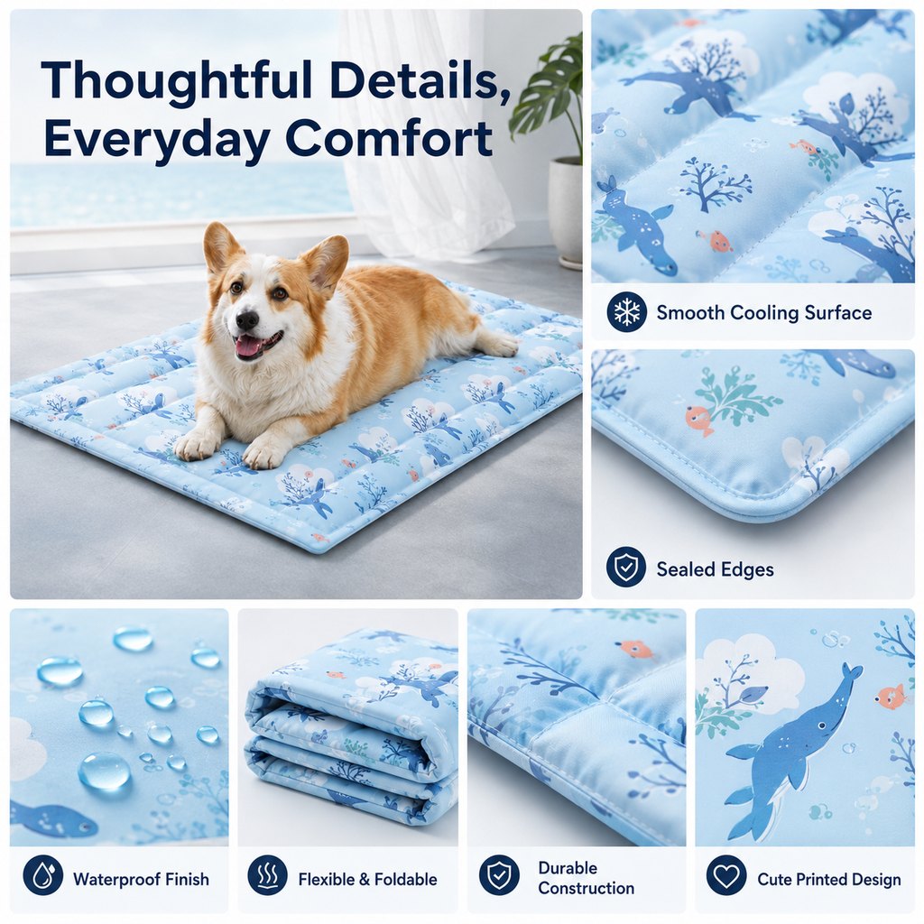 Malloren Cooling Gel Pet Mat for Hot Days at Home, Crates & Travel - Waterproof Chill Pad for Dogs & Cats