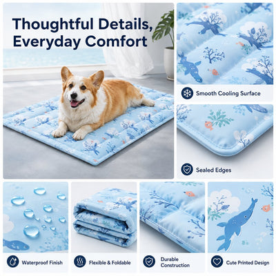 Malloren Cooling Gel Pet Mat for Hot Days at Home, Crates & Travel - Waterproof Chill Pad for Dogs & Cats