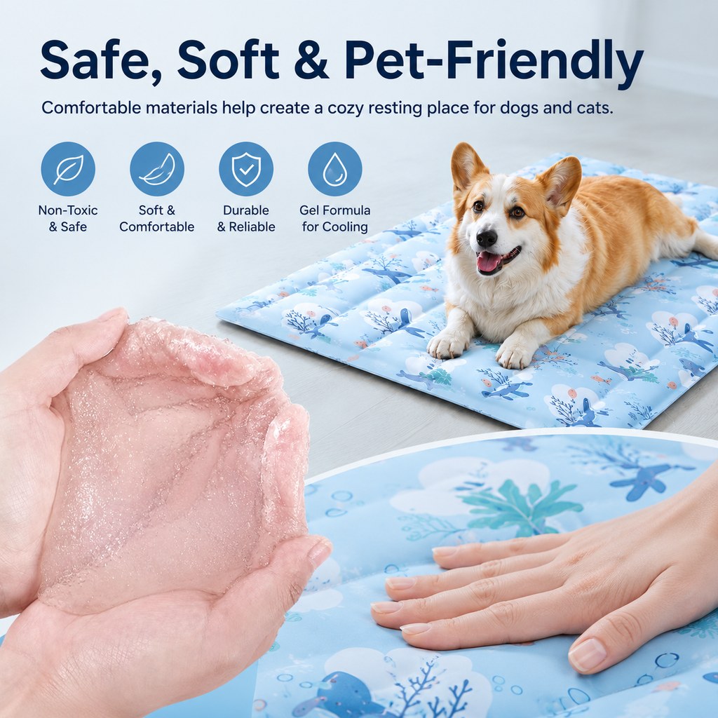 Malloren Cooling Gel Pet Mat for Hot Days at Home, Crates & Travel - Waterproof Chill Pad for Dogs & Cats