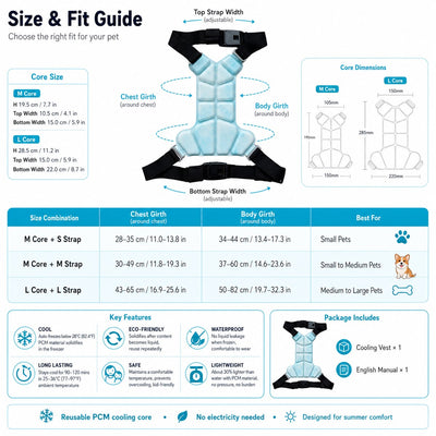 Malloren Reusable PCM Pet Cooling Vest for Summer Walks & Outdoor Play - No Electricity Cooling Harness for Dogs & Cats