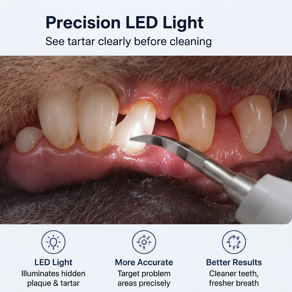 Malloren Ultrasonic Pet Dental Cleaner for Dogs & Cats – At-Home Tartar Care for Fresher Breath Between Vet Visits
