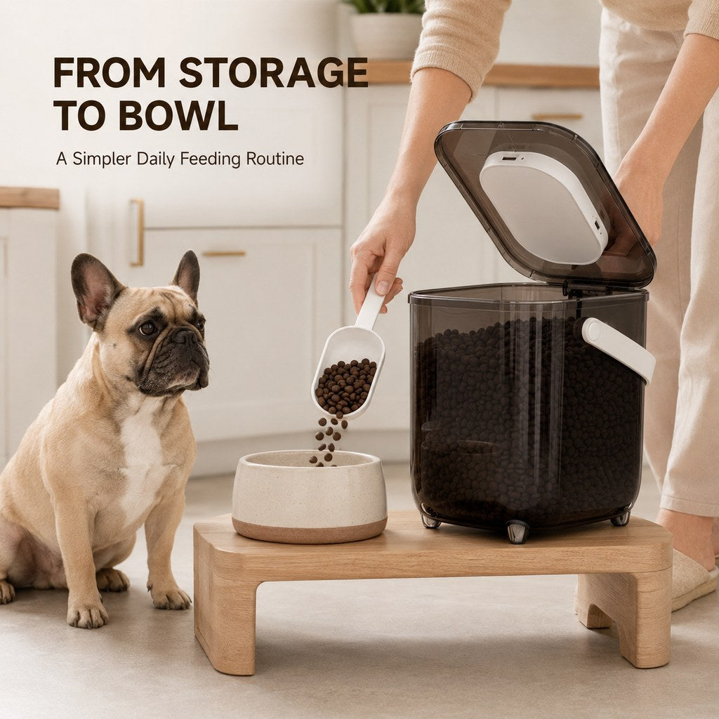 Malloren 10L Automatic Vacuum Pet Food Storage Container for Pantry & Feeding Stations - Helps Reduce Air Exposure Between Meals