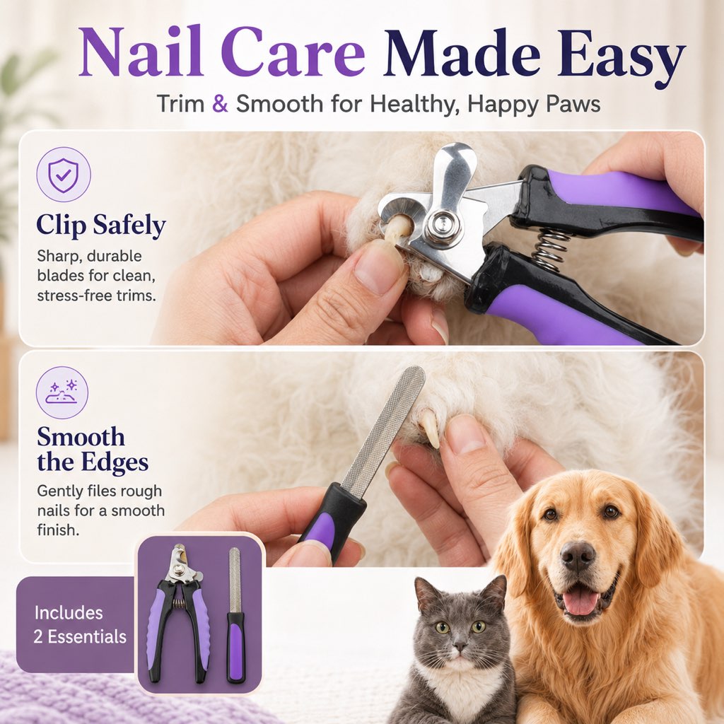 Malloren 9-Piece Pet Grooming Kit for Dogs & Cats – At-Home Grooming Solution for Shedding, Nail Care & Detangling (Travel-Friendly Case)