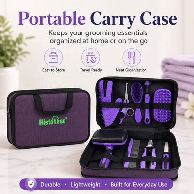 Malloren 9-Piece Pet Grooming Kit for Dogs & Cats – At-Home Grooming Solution for Shedding, Nail Care & Detangling (Travel-Friendly Case)