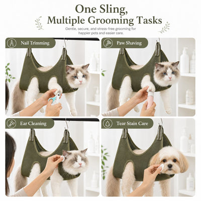 Malloren Pet Grooming Sling Bag for Cats & Small Dogs - Easier Nail Trims, Paw Care & Bath Time at Home