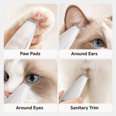 Malloren Pet Paw Trimmer with Built-In Vacuum for Cats & Dogs - Low-Noise Detail Groomer for Paws, Ears & Loose Fur Cleanup