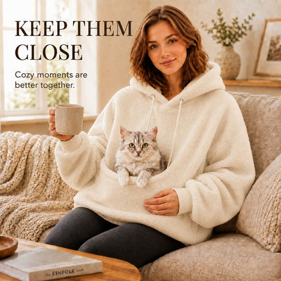 Malloren Cozy Pet Pouch Sherpa Hoodie for Small Dogs & Cats – Keep Them Close at Home & on Casual Outings
