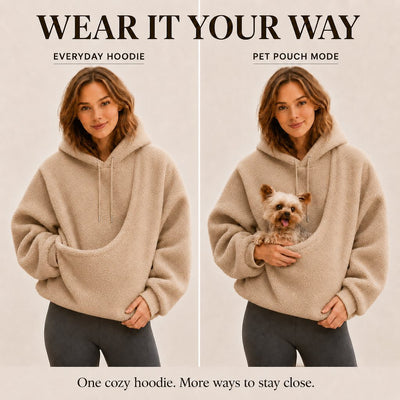 Malloren Cozy Pet Pouch Sherpa Hoodie for Small Dogs & Cats – Keep Them Close at Home & on Casual Outings