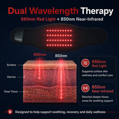 Malloren Pet Red Light Therapy Belt for Dogs & Cats Neck, Waist & Abdomen Comfort Wrap