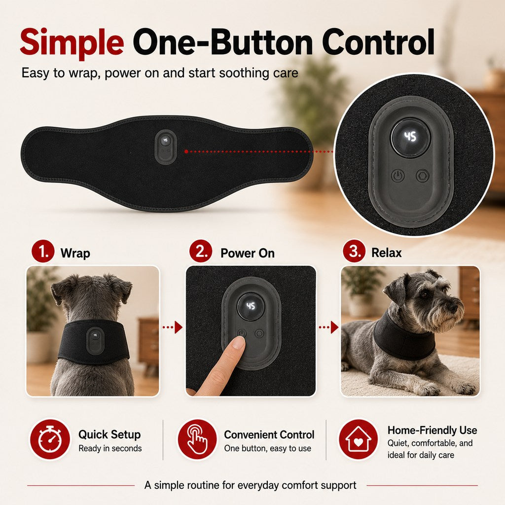 Malloren Pet Red Light Therapy Belt for Dogs & Cats Neck, Waist & Abdomen Comfort Wrap
