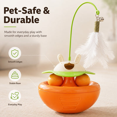 Malloren Interactive Wobble Cat Toy for Indoor Cats - Treat-Dispensing Feather Teaser That Keeps Cats Busy