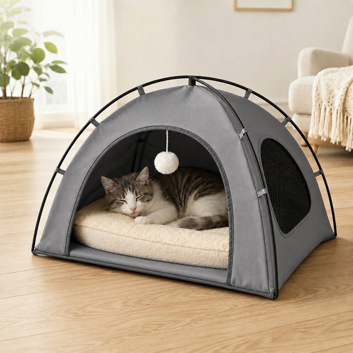 Malloren Pet Tent Bed with Cooling Mat for Indoor Naps & Hot Weather — Foldable Private Hideaway for Cats, Kittens & Small Dogs