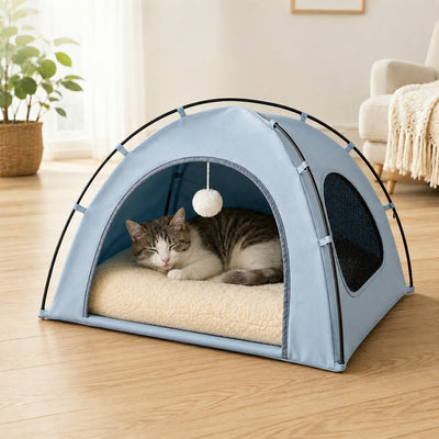 Malloren Pet Tent Bed with Cooling Mat for Indoor Naps & Hot Weather — Foldable Private Hideaway for Cats, Kittens & Small Dogs