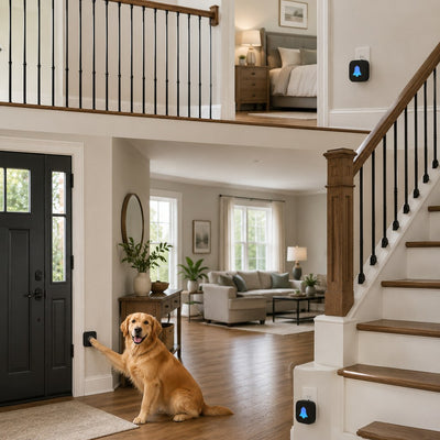 Malloren Wireless Dog Doorbell for Potty Training - Self-Powered Paw Button & Plug-In Chime to Help Dogs Ask to Go Outside