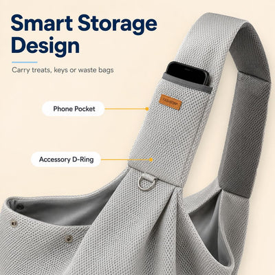 Malloren Crossbody Pet Sling Carrier for Small Dogs & Cats - Breathable Hands-Free Travel Bag for Walks, Errands & Vet Visits