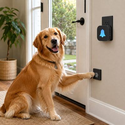 Malloren Wireless Dog Doorbell for Potty Training - Self-Powered Paw Button & Plug-In Chime to Help Dogs Ask to Go Outside