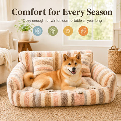 Malloren Cozy Plush Dog Sofa Bed for Living Rooms - Soft Bolstered Support for Everyday Naps
