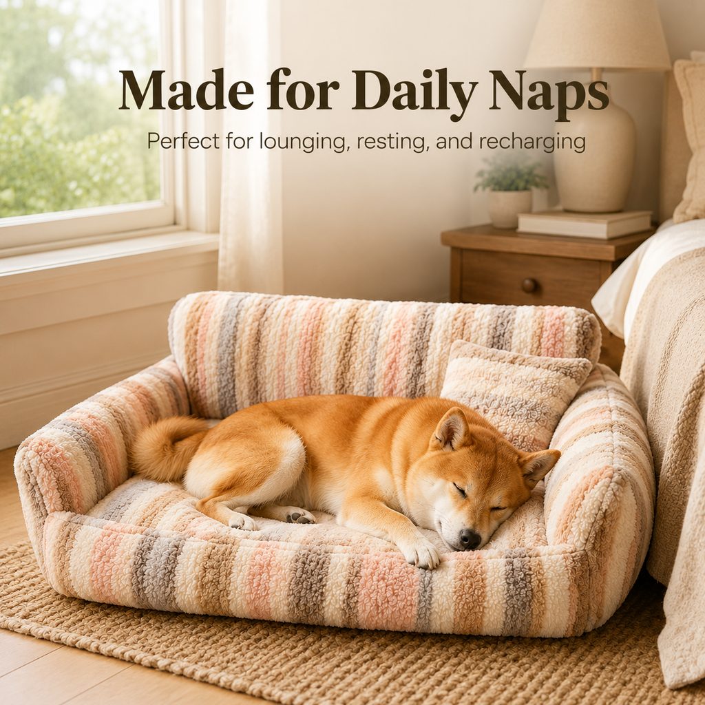 Malloren Cozy Plush Dog Sofa Bed for Living Rooms - Soft Bolstered Support for Everyday Naps