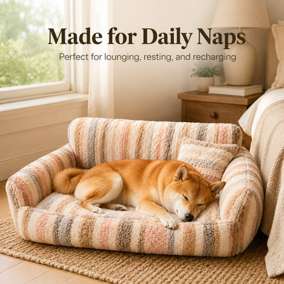 Malloren Cozy Plush Dog Sofa Bed for Living Rooms - Soft Bolstered Support for Everyday Naps