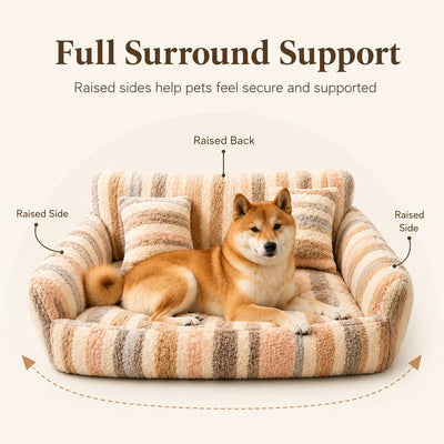 Malloren Cozy Plush Dog Sofa Bed for Living Rooms - Soft Bolstered Support for Everyday Naps
