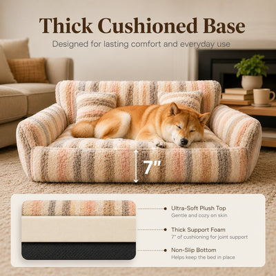 Malloren Cozy Plush Dog Sofa Bed for Living Rooms - Soft Bolstered Support for Everyday Naps