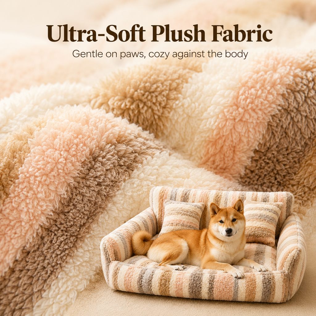 Malloren Cozy Plush Dog Sofa Bed for Living Rooms - Soft Bolstered Support for Everyday Naps