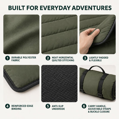 Malloren Portable Roll-Up Dog Travel Mat for Camping & Car Trips - Keeps Pets Off Damp, Dirty Ground