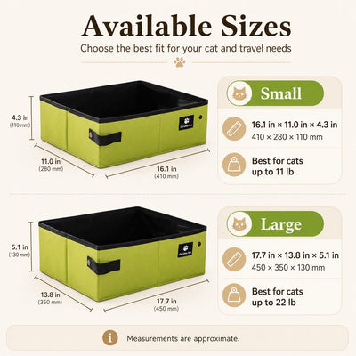 Malloren Portable Foldable Cat Litter Box for Travel, Hotels & RVs - Packs Flat, Helps Keep Floors Clean