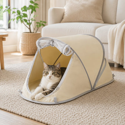 Malloren Portable Foldable Pet Tent for Cats & Small Dogs - Cozy Private Resting Space for Home, Patio & Camping
