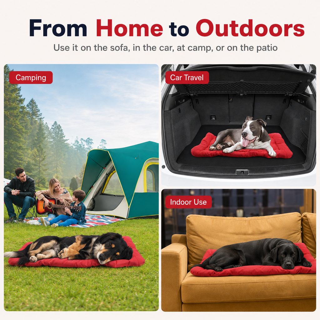 Malloren Portable Outdoor Dog Bed for Camping &Car Travel - Roll-Up Mat for Clean, Comfortable Rest